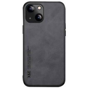 Coque en simili cuir Magnetic Luxury gris pour iPhone 14 Plus