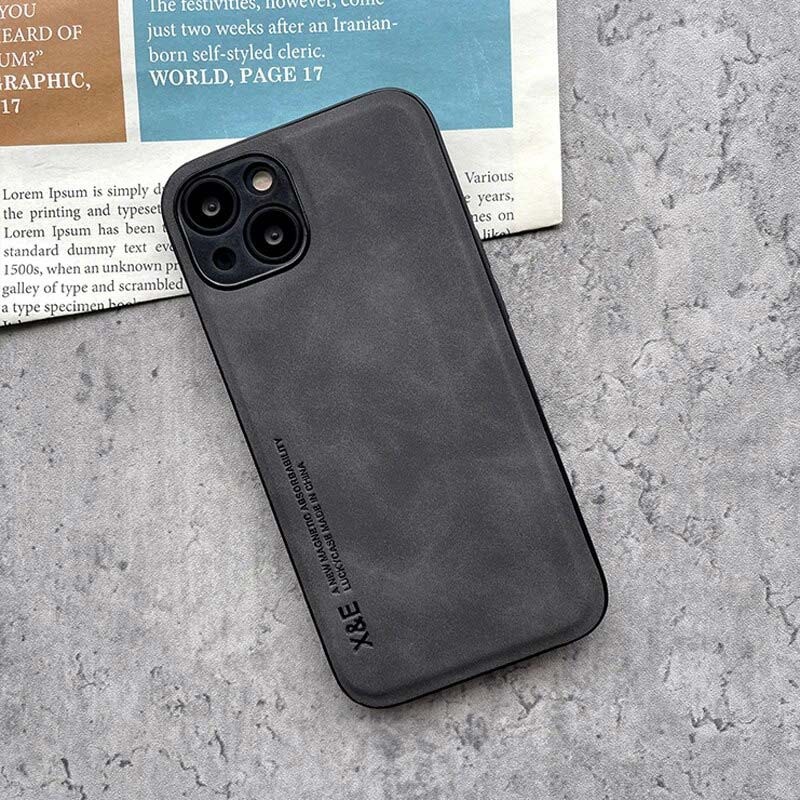 Coque en simili cuir Magnetic Luxury gris pour iPhone 11 - Ítem7