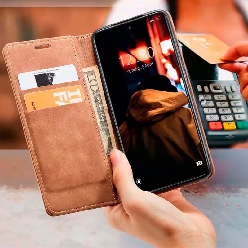Ranhuras para cartão da Capa preta Magnetic Wallet tipo livro para Xiaomi Redmi Note 13 Pro+ 5G