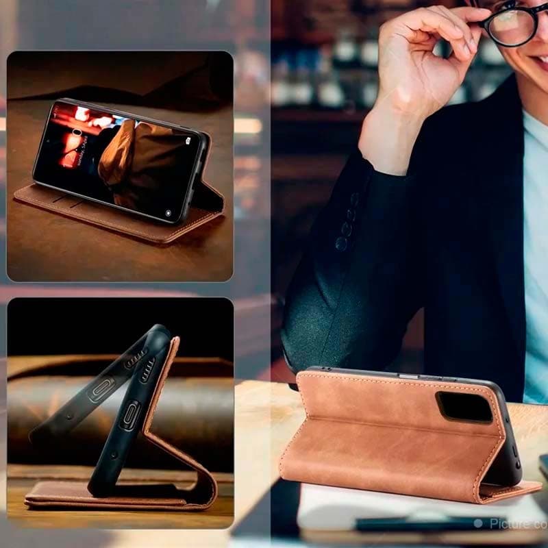 Vista detalhada da Capa preta Magnetic Wallet tipo livro para Xiaomi Redmi Note 13 Pro+ 5G