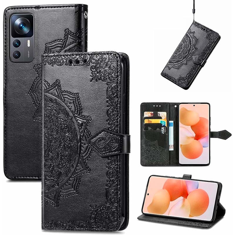 Capa preta Mandala tipo livro para Xiaomi 12T - Item2
