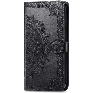 Étui noir de type livre Mandala pour Xiaomi Redmi Note 12S