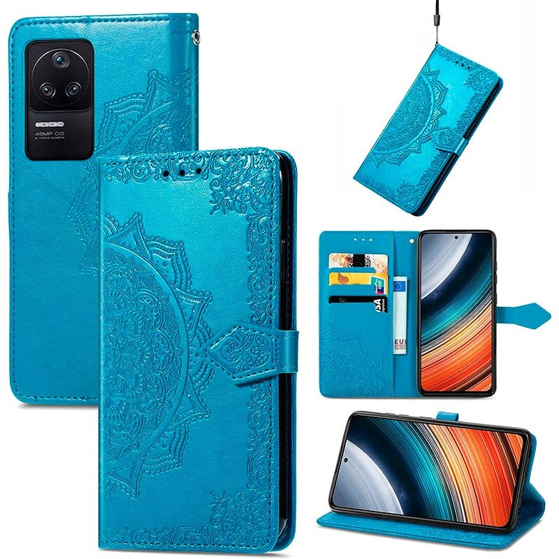 Capa azul Mandala tipo livro para Xiaomi Poco F4 - Item1
