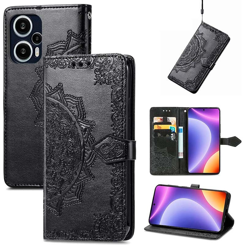 Funda negra Mandala tipo libro para Xiaomi Poco F5 - Ítem2