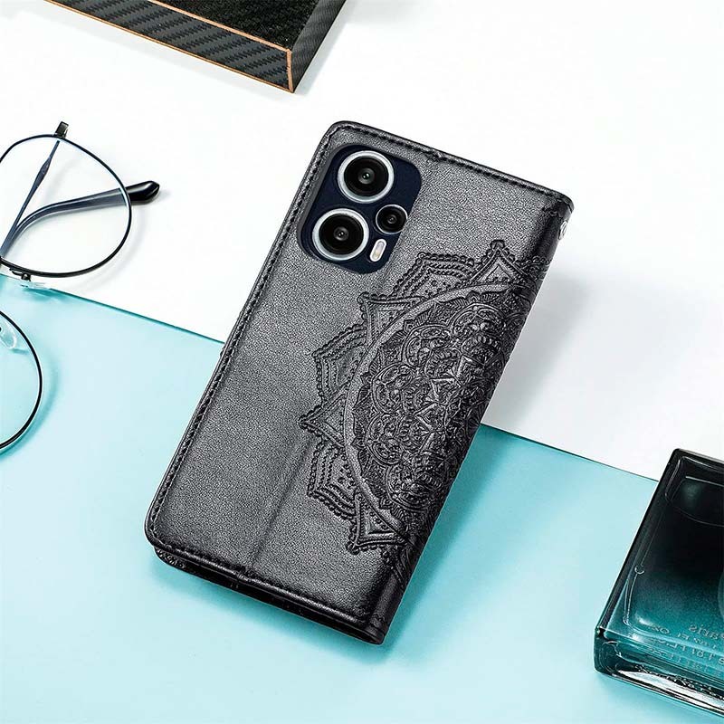 Funda negra Mandala tipo libro para Xiaomi Poco F5 - Ítem4