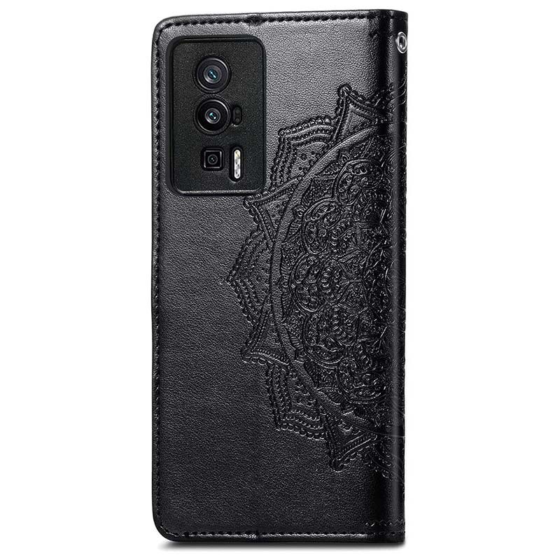 Capa preta Mandala tipo livro para Xiaomi Poco F5 Pro - Item1