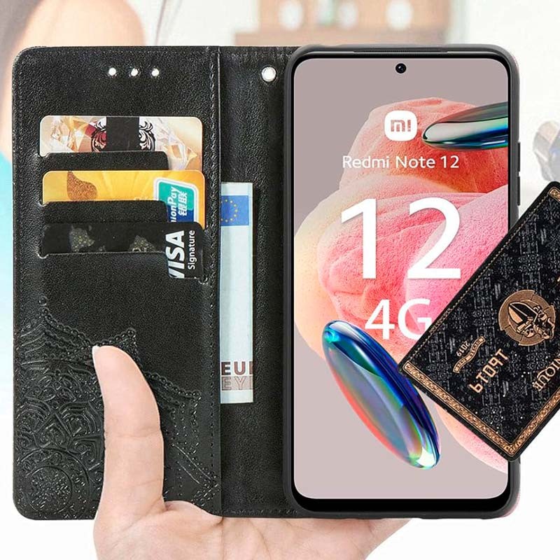 Funda negra Mandala tipo libro para Xiaomi Redmi Note 12 4G - Ítem2