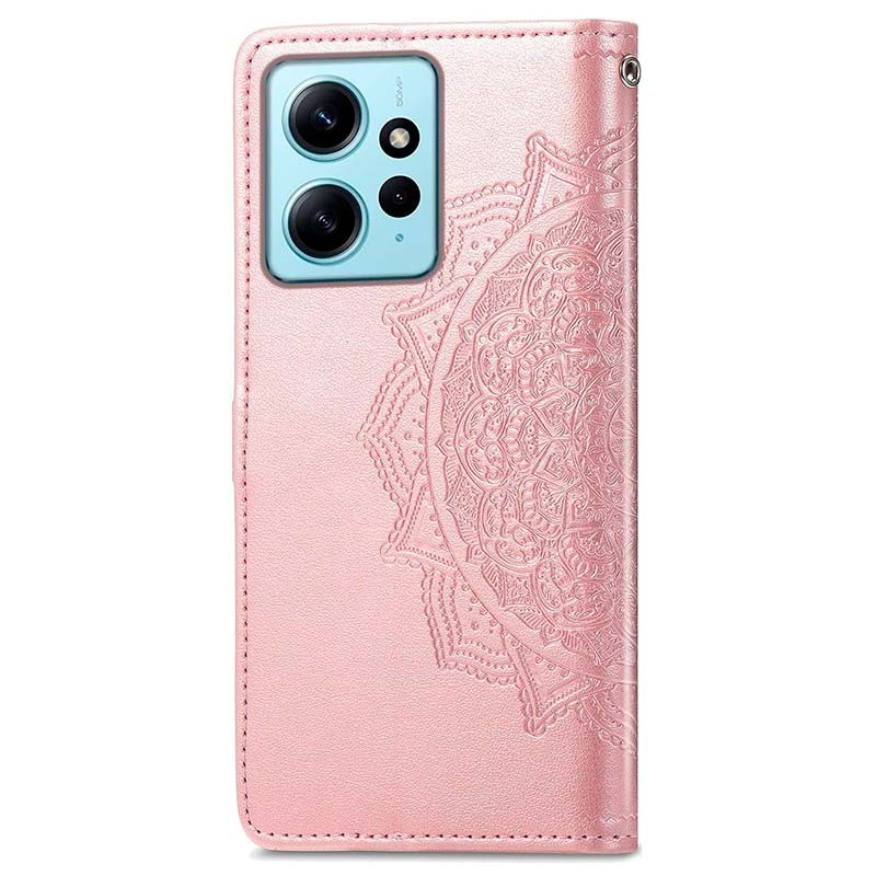 Capa rosa Mandala tipo livro para Xiaomi Redmi Note 12 4G - Item1