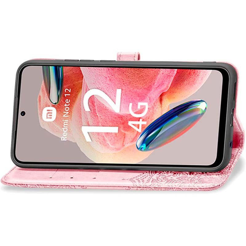 Capa rosa Mandala tipo livro para Xiaomi Redmi Note 12 4G - Item3
