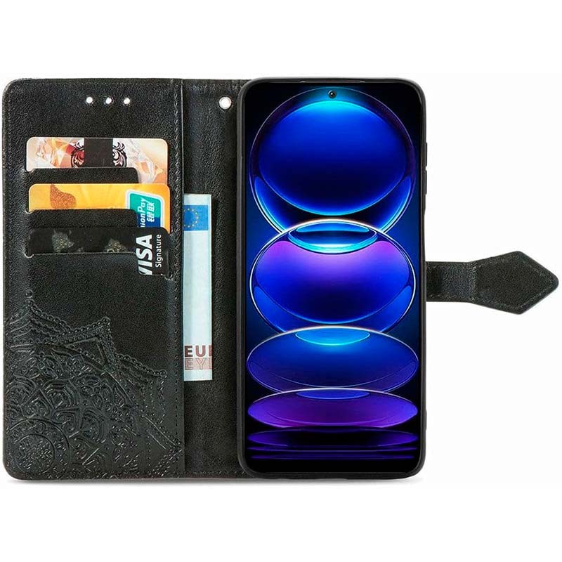 Funda negra Mandala tipo libro para Xiaomi Redmi Note 12 5G - Ítem2