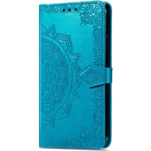 Étui bleu de type livre Mandala pour Xiaomi Redmi Note 13 4G