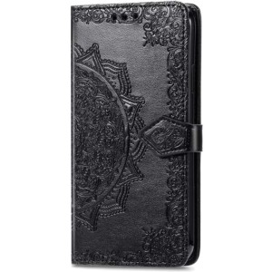 Étui noir de type livre Mandala pour Xiaomi Redmi Note 13 4G