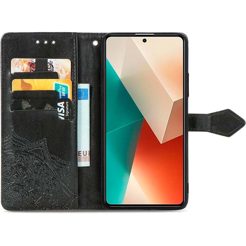 Funda negra Mandala tipo libro para Xiaomi Redmi Note 13 4G - Ítem3
