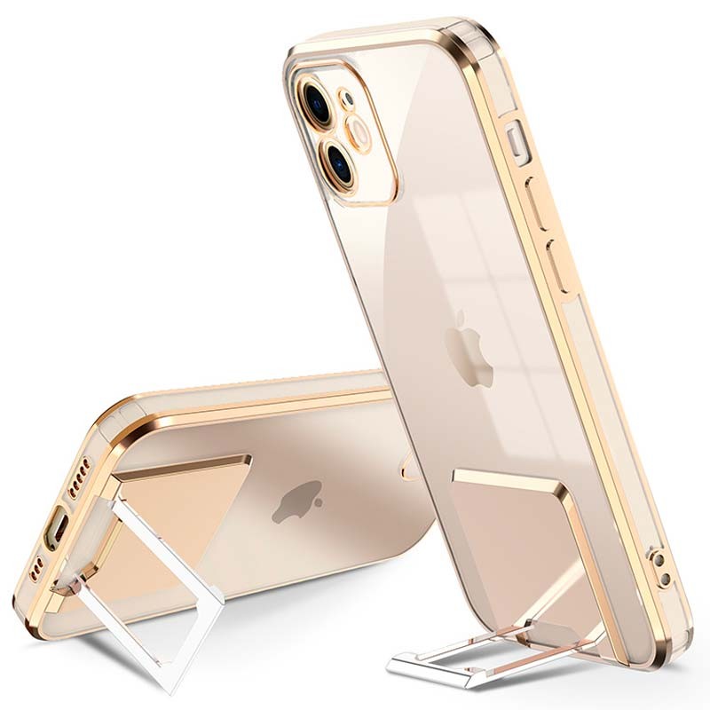 Funda Antigolpes iPhone 13 Pro Max Anillo Soporte Metálico - Dorado - Spain