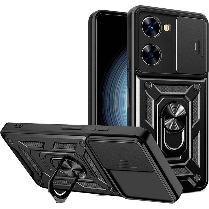 Capa de Armadura Militar para Xiaomi Poco X7 Pro 5G com Proteção de Câmara, Suporte Metálico e Anel Preto - Item