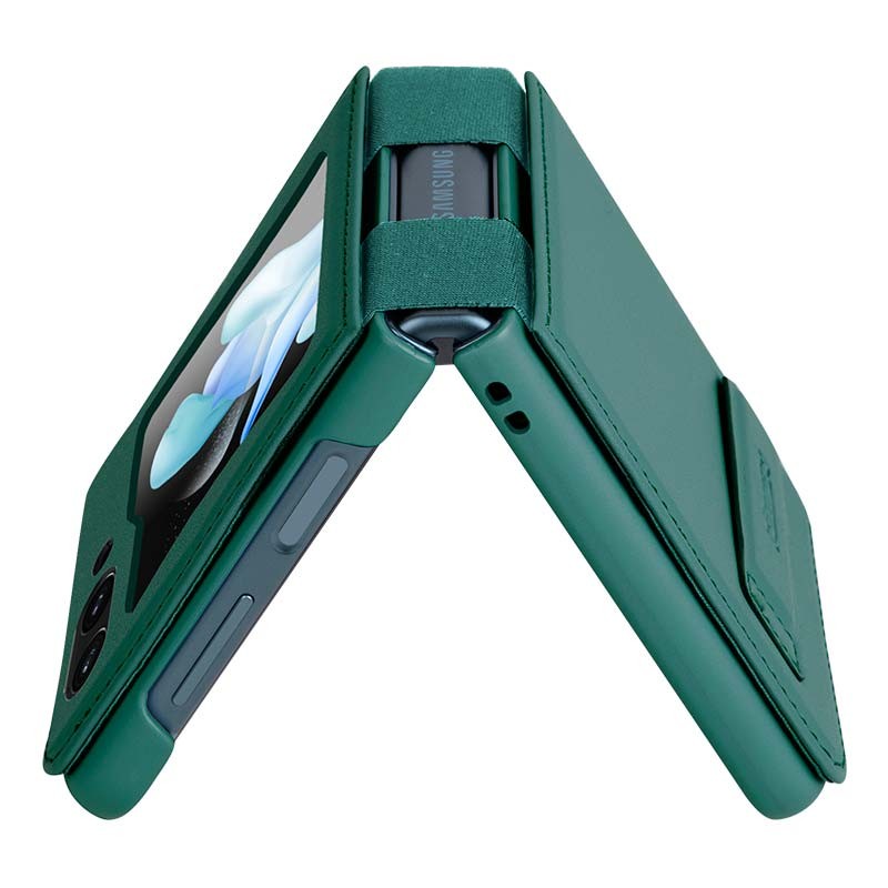 Funda de polipiel Qin verde de Nillkin para Samsung Galaxy Z Flip5 - Ítem2