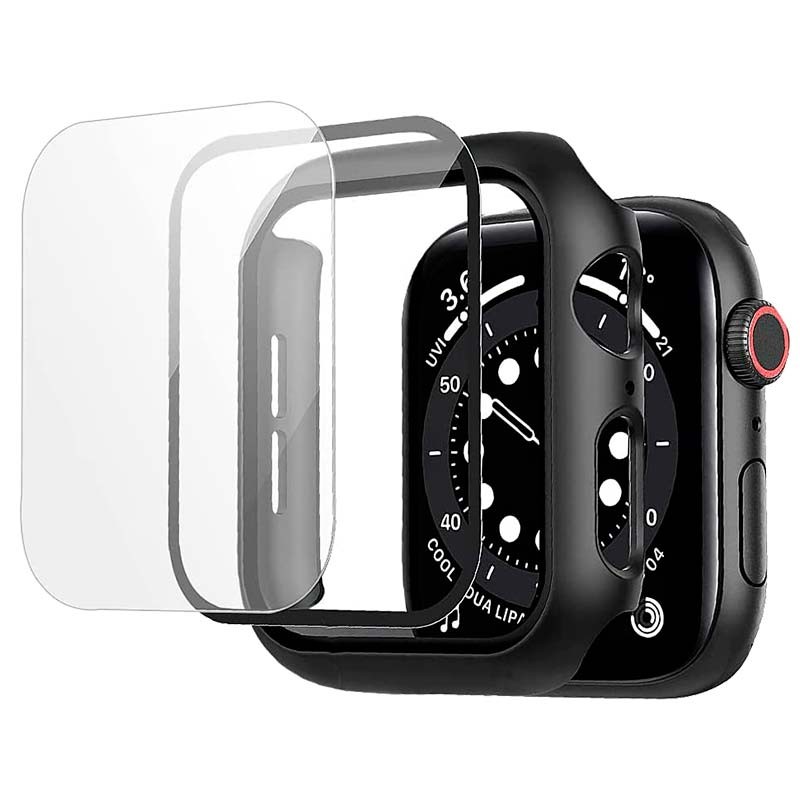 Capa PC + Vidro Temperado Apple Watch 44mm - Compatível com Apple Watch 4/5/6/SE Preto - Item3