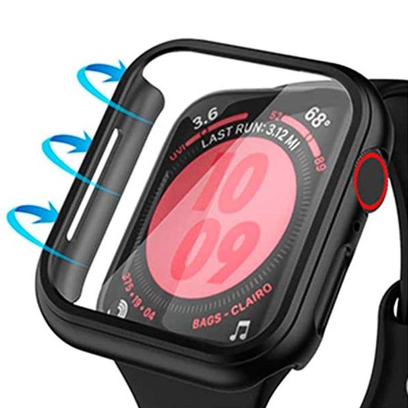 Capa PC + Vidro Temperado Apple Watch 44mm - Compatível com Apple Watch 4/5/6/SE Preto - Item4