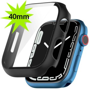 Coque PC + Verre Trempé Apple Watch 40mm - Compatible avec Apple Watch 4/5/6/SE Noir