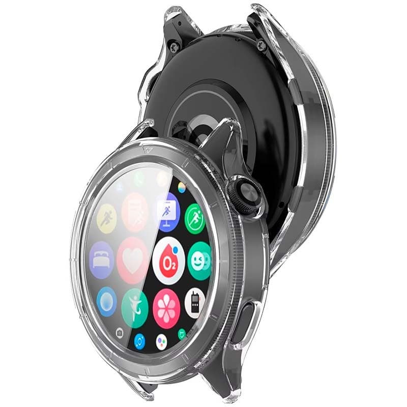 Capa PC + vidro temperado para OnePlus Watch 4, transparente, proteção 360° com recortes precisos para botões e sensores, mantém o design original