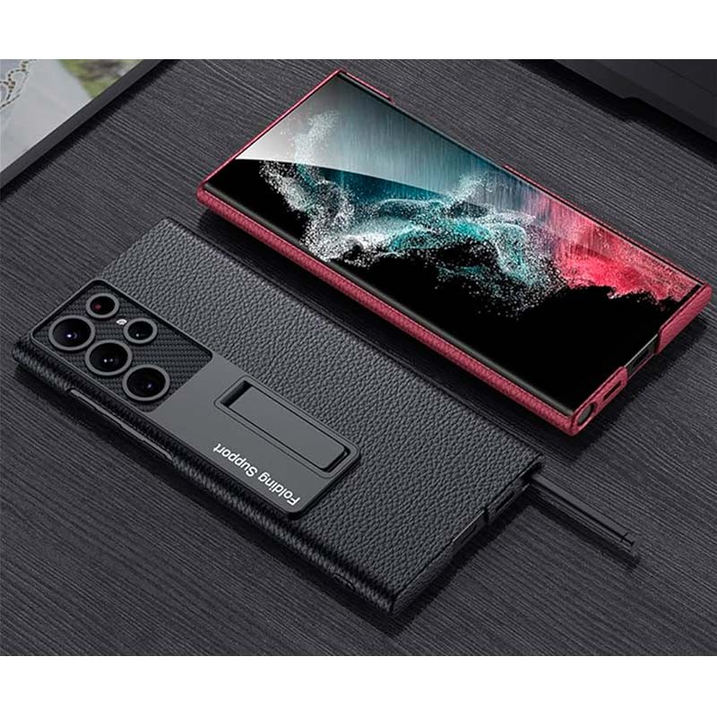 Funda de polipiel con soporte burdeos para Samsung Galaxy S23 Ultra - Ítem1