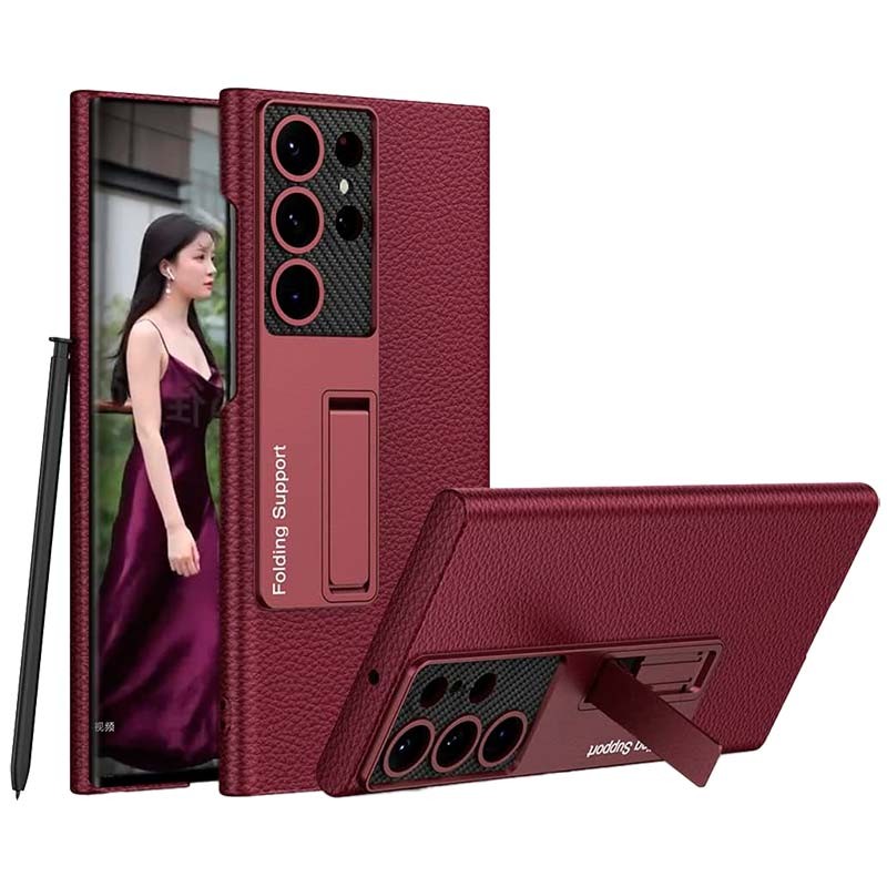 Funda de polipiel con soporte burdeos para Samsung Galaxy S23 Ultra - Ítem