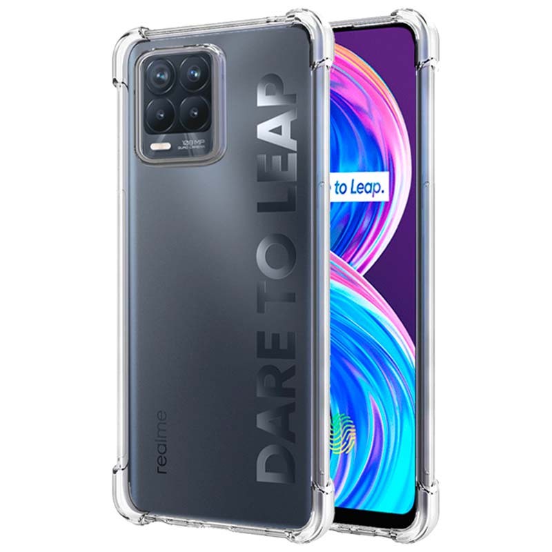 Funda para Oppo Realme 8 Pro + Protector De Pantalla Película Protectora De  Vidrio Templado - Gel Suave Fibra De Carbono TPU Funda De Silicona Para