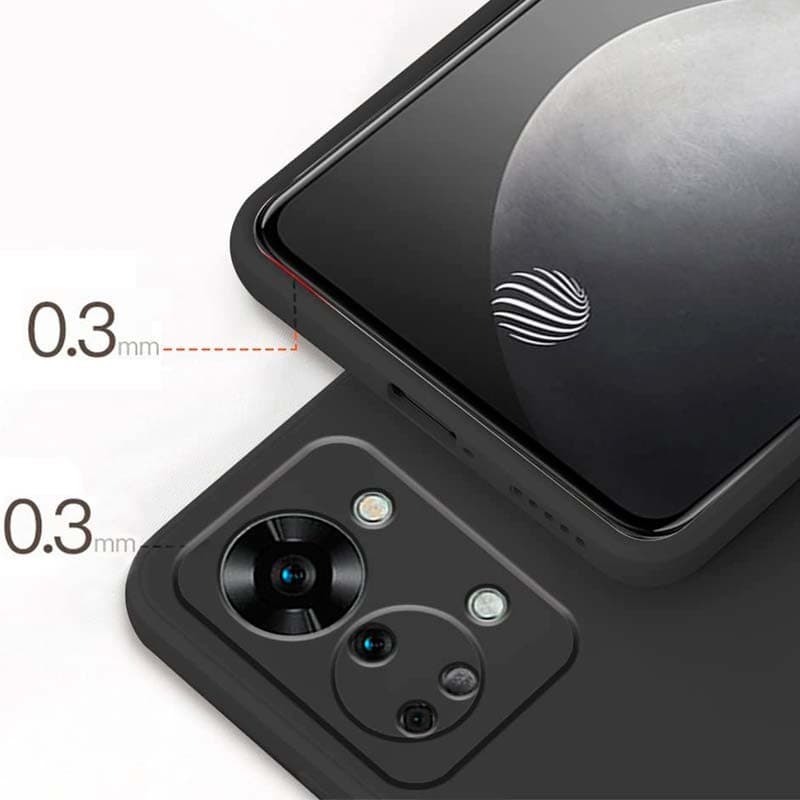 Funda Oneplus Nord 6 Square Liquid Premium Negro con acabado mate suave, bordes elevados 0.3 mm, protección de cámara y pantalla, diseño delgado y