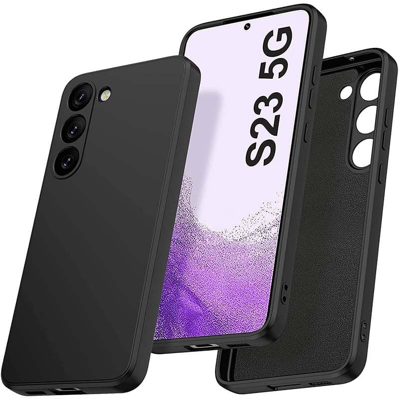 Intérieur en microfibre de la coque Square Liquid Premium noire pour Samsung Galaxy S23+