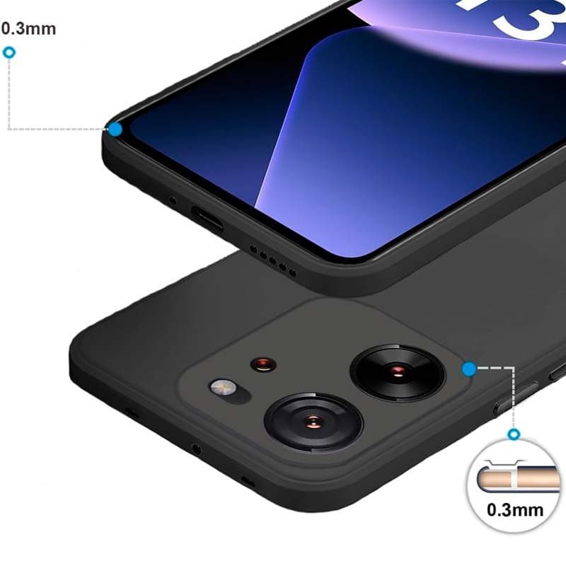proteção de câmara e ecrã da capa Square Liquid Premium preta para Xiaomi 13T