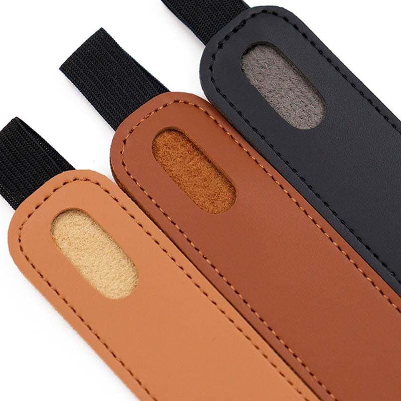 interior de microfibra de la Funda universal negra de cuero sintético con banda elástica para Stylus Pen
