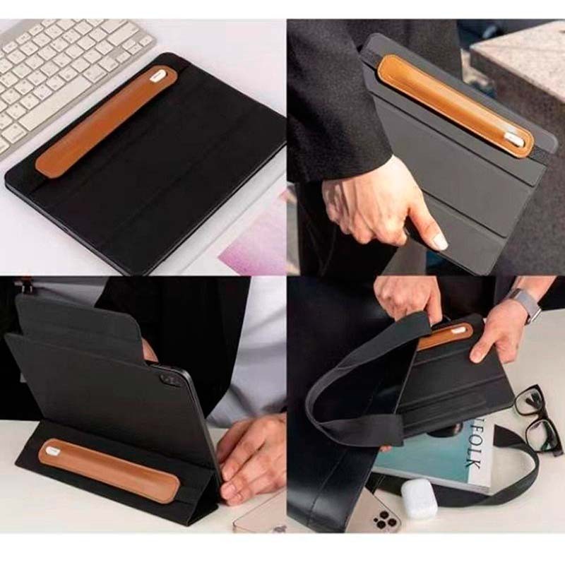 Funda universal negra de cuero sintético con banda elástica para Stylus Pen - Ítem4