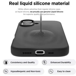 Coque souple noire pour iPhone 16 Pro Max compatible avec Magsafe - silicone liquide
