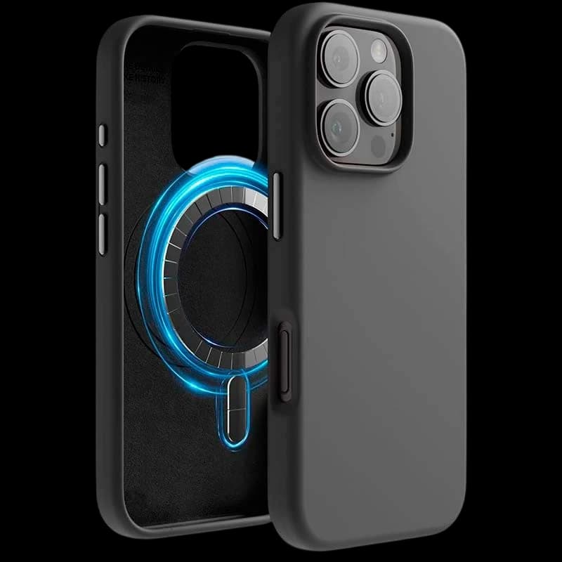 Coque souple noire pour iPhone 16 Pro Max compatible avec Magsafe