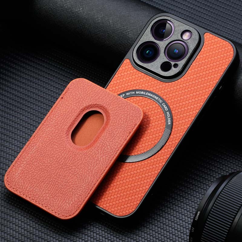 Capa Wallet laranja com MagSafe e carteira para iPhone 15 Plus - Item5