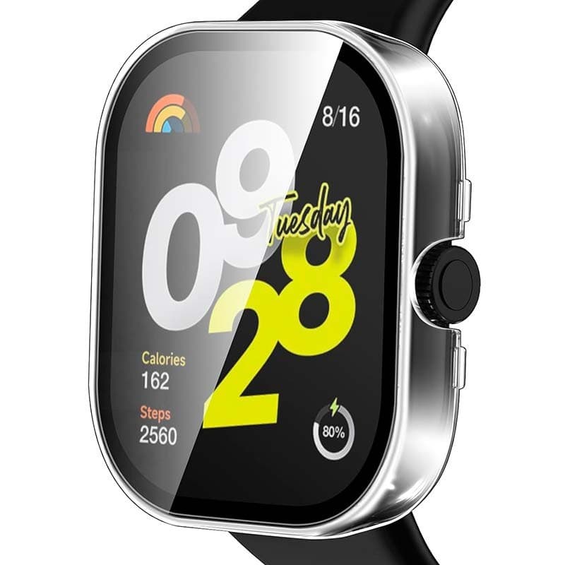 vista frontal do Capa PC transparente + Vidro Temperado Xiaomi Redmi Watch 4