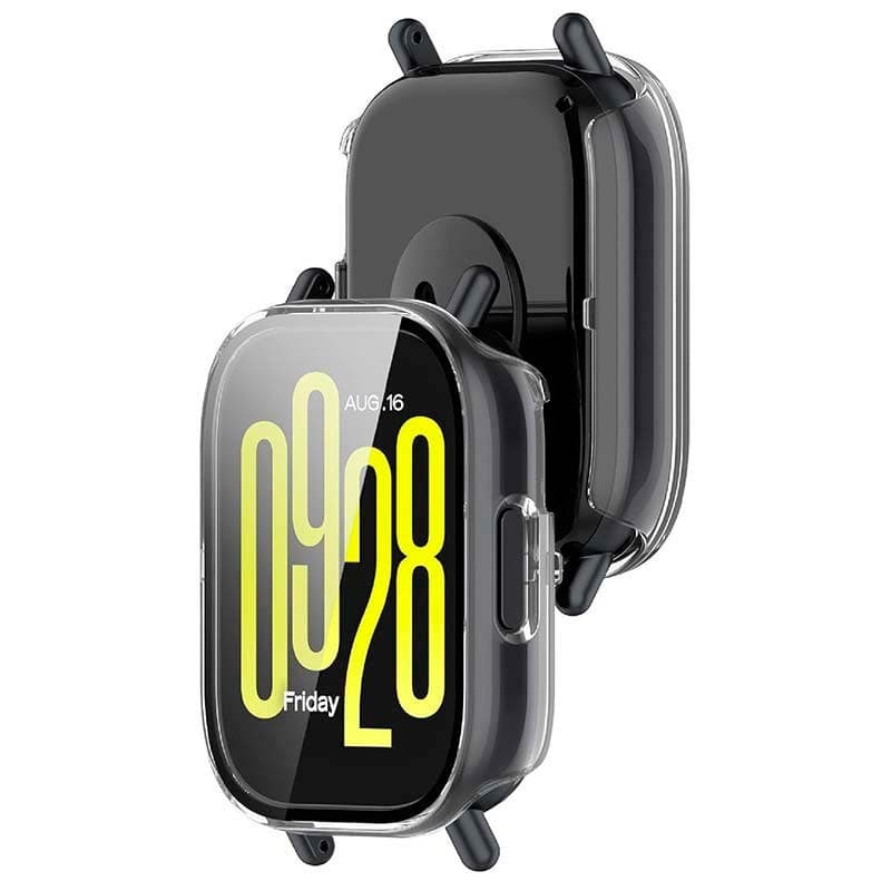 Coque PC transparente + Verre Trempé Xiaomi Redmi Watch 5 Active - vue de face et arrière