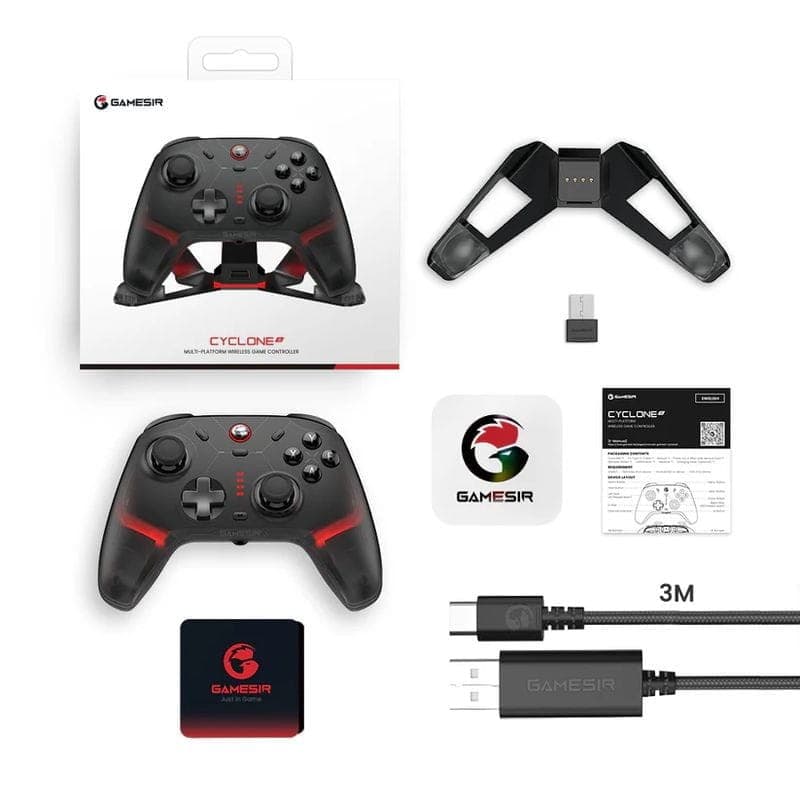 Contenu de Contrôleur GameSir Cyclone 2 Midnight Noir avec support - Manette de jeu Nintendo Switch/PC/Smartphones