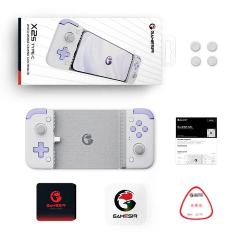 Contenido de la caja del Gamepad Gamesir X2s  Blanco / Violeta