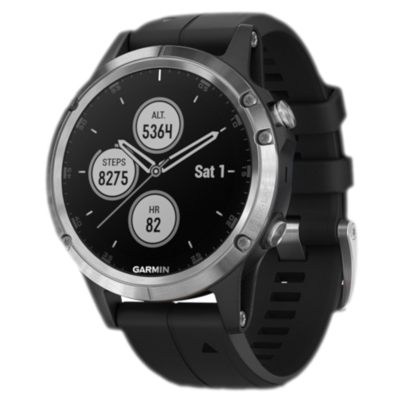 Garmin Fenix 5 Plus Plata Correa Negra 47mm