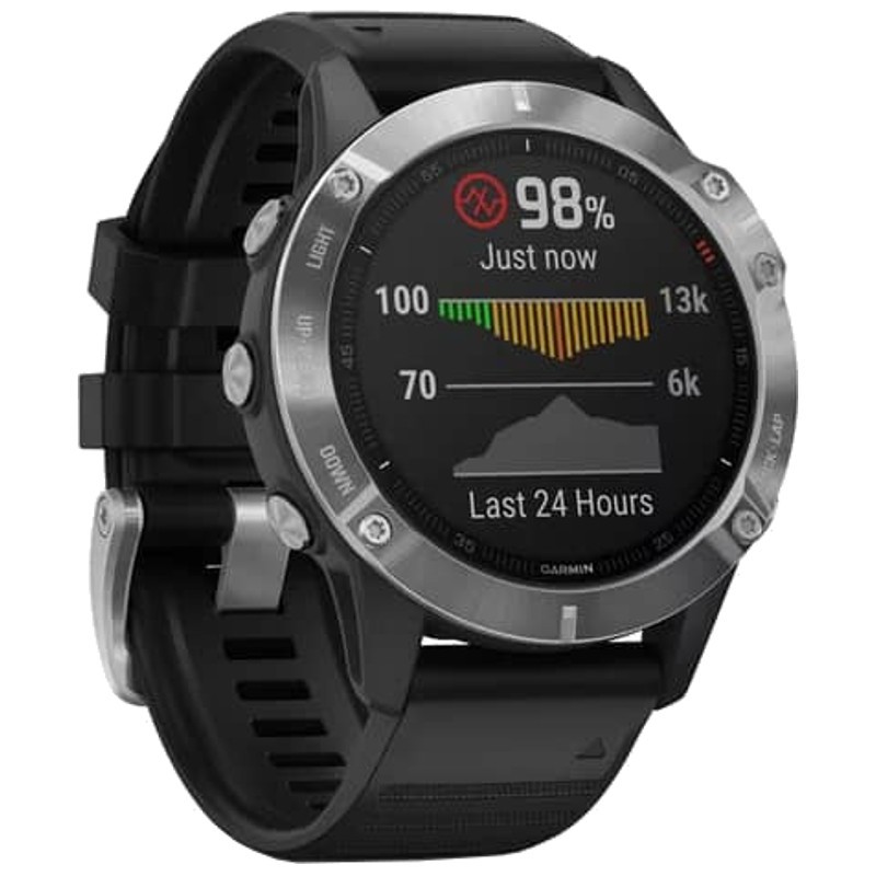 Garmin Fenix 6 Prateado/Preto Pulseira Preta 47mm - Item1