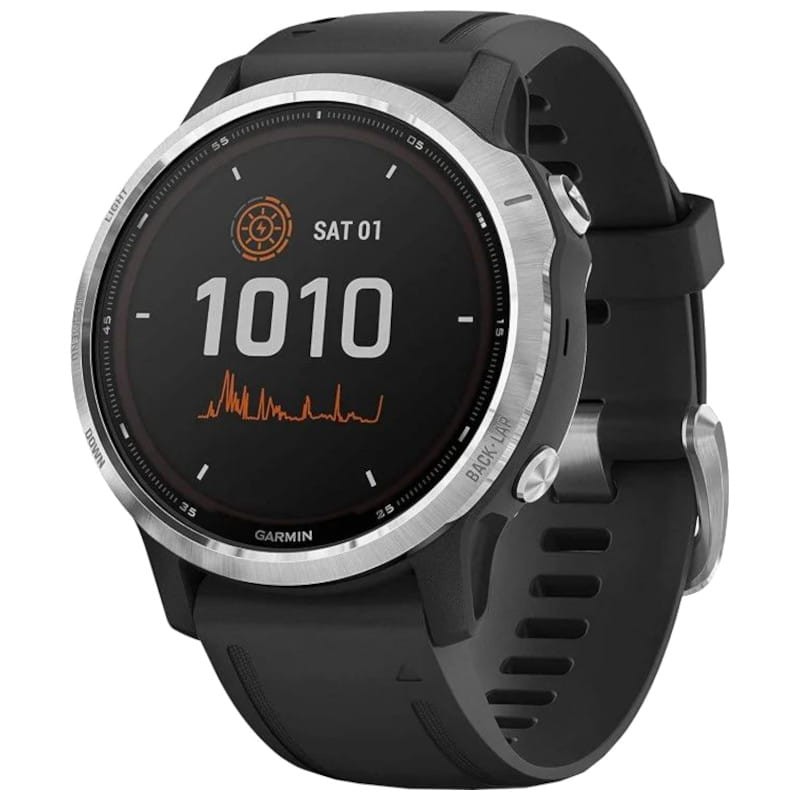 Garmin Fenix 6s Pro Solar Plata Negro Correa Negra 42mm - Reloj inteligente - Ítem