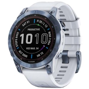 Garmin Fénix 7 Sapphire Bleu Bracelet Blanc - Montre Connectée