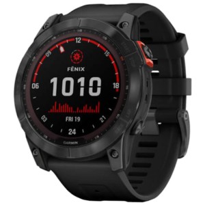 Garmin Fénix 7X Solar Prata Preto Pulseira Preta - Relógio inteligente