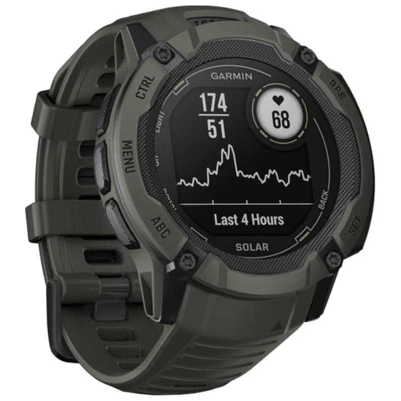 GPS Garmin Instinct 2X Solar 1.1 Vert - Montre connectée Vue avant côté droit