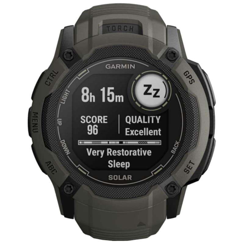 GPS vert Garmin Instinct 2X Solar 1.1 - Montre intelligente vue de face