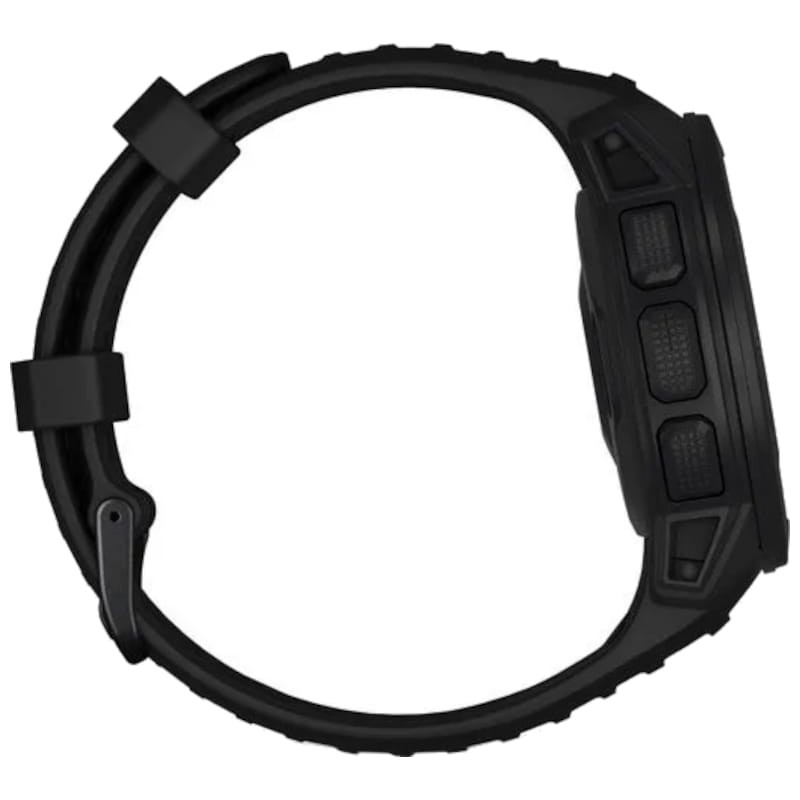 Carátula de reloj Garmin Instinct Tactical Edition negro, bisel robusto con botones etiquetados, pantalla monocroma con icono de mira y nivel de batería - Ítem8