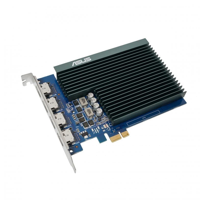 ASUS GeForce GT 730-4H-SL-2GD5 2 GB GDDR5 vue du diffuseur et connexions