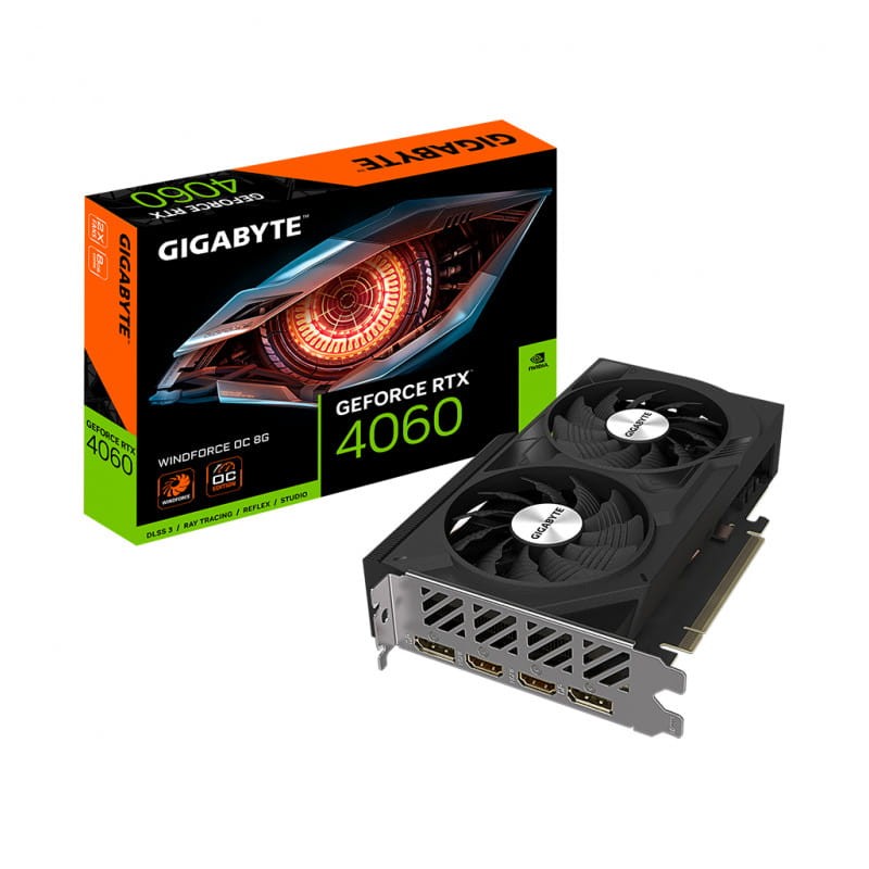 Gigabyte GeForce RTX 4060 WINDFORCE OC 8G 8 GB GDDR6 Negro – Tarjeta Gráfica - Ítem