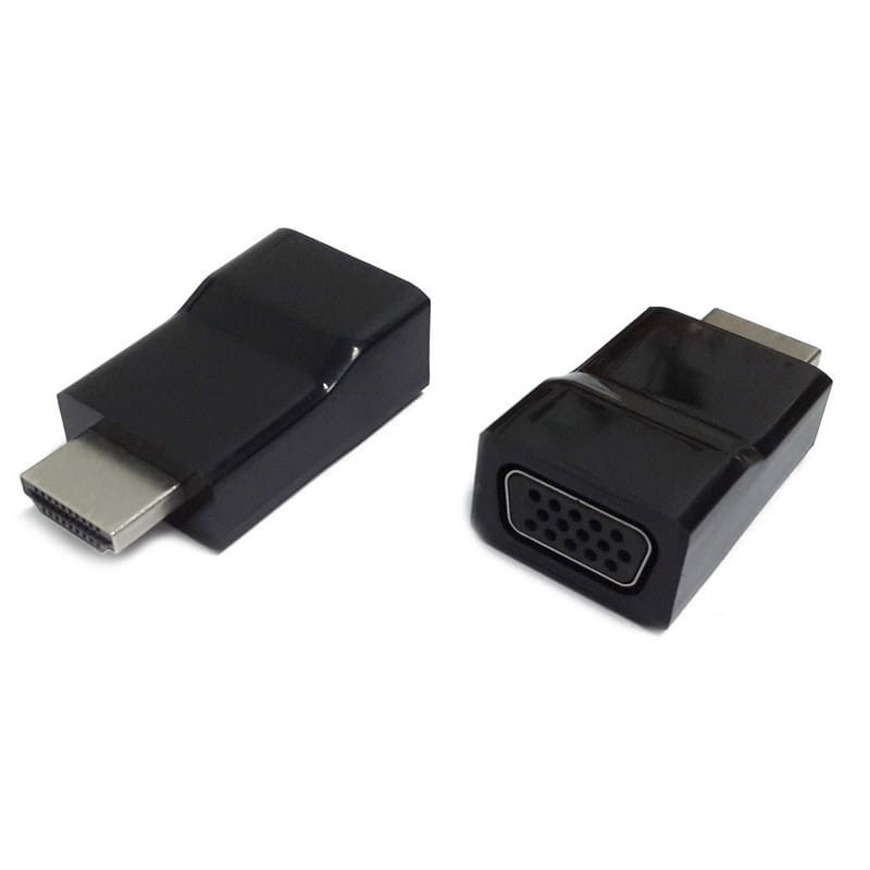 Gemgir HDMI vers VGA - Couleur noire - Convertit HDMI vers VGA - Connectez le câble VGA à l'entrée HDMI - Jusqu'à 1920x1080 @ 60Hz prend en charge une bande passante élevée, compatible HDMI v.1.4 - 1 x VGA DB15 femelle - 1 x HDMI 19 broches mâle - Ítem